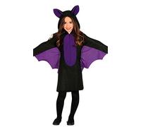 Fiestas Guirca – Costume Little Bat Girl enfant (3-4 ans) – Robe, capuche et ailes – Noir et Violet