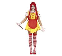 FIESTAS GUIRCA | Costume Miss McKiller - Robe, Col et Tablier - Costumes de Clowns Tueurs pour Halloween, Carnaval et Fêtes d'Horreur - Idéal pour Adultes et Ados - Jaune et Rouge