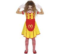FIESTAS GUIRCA Costume Miss McKiller - Robe Jaune Clown Fou - Déguisement Halloween Fille 5-6 Ans
