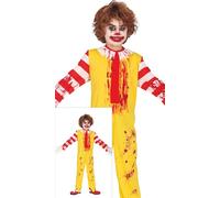 Clown Halloween Costume d'épouvante Enfants Design terrifiant Rouge Jaune Classe, Taille : 140/146 Couleur : Jaune