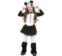 FIESTAS GUIRCA | Costume Ourse Panda Enfant (7-9 Ans) - Robe, Capuche et Jambières - Costumes d'Animaux et d'Ours pour Halloween, Carnaval et Fêtes Costumées - Idéal pour Filles - Blanc et Noir