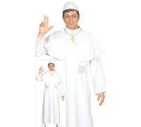 FIESTAS GUIRCA | Costume Pape Adulte - Blanc - Taille 52-54 | Ensemble 4 Pièces | Coupe 52-54 | Polyester Léger | Teinte Éclatante | Style Religieux | Carnaval, Halloween, Spectacles