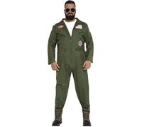 FIESTAS GUIRCA Costume Pilote de Chasse Adulte Vert Combinaison Une Pièce
