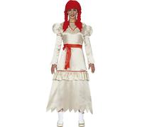 FIESTAS GUIRCA | Costume Poupée Maudite Adulte (42-44/L) - Robe - Costumes d'Horreur et de Terreur pour Halloween, Carnaval et Fêtes Costumées - Idéal pour Femmes - Beige