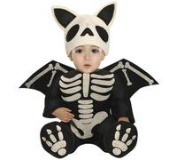 Fiestas Guirca – Costume bébé Squelette chauve-souris – Ailes, capuche, combinaison – 12-18 mois