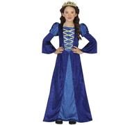 FIESTAS GUIRCA | Costume Princesse Médiévale Enfant Fille - 7-9 ans | Style Médiéval Élégant | Robe Longue Incluse | Détail Doré | Carnaval, Halloween, Anniversaire, Spectacle