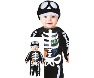 FIESTAS GUIRCA | Costume Skeleton Boo Bébé - Casquette et Combinaison - Costumes de Squelette pour Halloween, Carnaval et Fêtes Costumées - Idéal pour Bébés et Petits Enfants