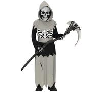 FIESTAS GUIRCA | Costume Skeleton Mystic Enfant - Cagoule, Ceinture et Tunique - Costumes DE SQUELETTE pour Halloween, Carnaval et Fêtes Costumées - Idéal pour Enfants
