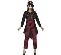 FIESTAS GUIRCA | Costume Sorcière Voodoo Adulte (44-46/XL) - Chemise, Veste, Corset, Pantalon et Chapeau - Costumes de Sorcière pour Halloween et Fêtes à Thème - Idéal pour Femme - Noir et Rouge