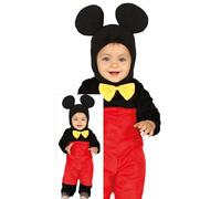 FIESTAS GUIRCA | Costume Souris Bébé (18-24 mois) - Bonnet et Combinaison pour Bébé Garçon - Idéal pour Fêtes, Événements et Célébrations de Souris - Costumes Enfant - Noir et Rouge