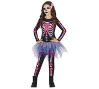 FIESTAS GUIRCA Costume Squelette Rose avec Tutu - Déguisement Halloween Fille 3-4 Ans