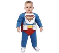 FIESTAS GUIRCA | Costume Super Bébé (18-24 Mois) - Cape, Combinaison et Porte-Lattés - Costumes de Super-héros et Vilains pour Halloween et Fêtes Costumées - Idéal pour Bébés - Bleu Multicolore