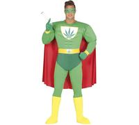 FIESTAS GUIRCA | Costume Superhéroe Marihuana Adulte (48-50/M) - Masque, Cape, Ceinture, Gants et Combinaison