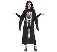 FIESTAS GUIRCA Costume Tunique Squelette - Mini Robe Noire Squelette Halloween Déguisement pour Femme Taille 42-44 L
