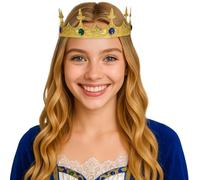 FIESTAS GUIRCA | Couronne Médiévale Métallique (Adulte Unisexe) - Accessoire de Déguisement pour Fêtes d'Époque, Carnaval et Halloween - Idéal pour Rois et Reines lors d'Événements à Thème - Or