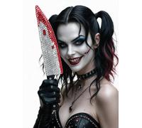 FIESTAS GUIRCA | Couteau pour Déguisement Adulte - Effet Sanglant | Sang Éclaboussé | Strass Scintillants | Manche Sombre | 38 cm | PVC Léger | Halloween, Carnaval, Fête Costumée