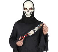 FIESTAS GUIRCA | Couteau Tête de Mort (37 cm) - Arme Blanche de Jouet pour Costume de Tueur à Halloween et Fêtes d'Horreur - Accessoire Idéal pour Adultes et Enfants - Multicolore