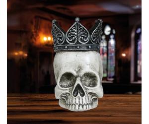 FIESTAS GUIRCA | Crâne avec Couronne en Polyrésine (14x11 cm) - Décoration d'Halloween pour Fêtes de Squelettes et Célébrations Terrifiantes - Idéal pour Ambiances Gotiques et Effrayantes - Blanc