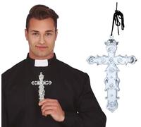 FIESTAS GUIRCA Croix religieuse en 2 couleurs assorties or et argent de 15 cm
