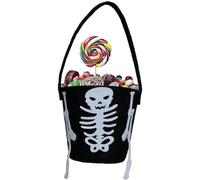 FIESTAS GUIRCA Cube citrouille en feutre noir squelette (12 x 8 cm) - Accessoire pour tour, traitement et décoration d'Halloween - Idéal pour fêtes et célébrations - Noir et blanc
