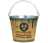 FIESTAS GUIRCA | Cube métallique Biozard réutilisable (19 x 23 cm) - Décoration de Table pour fêtes d'halloween - Idéal pour Les thèmes terrifiants - Jaune