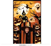 FIESTAS GUIRCA | Décoration de Porte Rideau de Citrouilles (145x240 cm) - Décoration d'Halloween pour Mur, Porte et Fenêtre - Idéal pour Fêtes et Célébrations - Multicolore