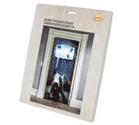 FIESTAS GUIRCA | Décoration de Porte Scary TV en Tissu (80x180 cm) - Idéal pour Fêtes d'Halloween et Célébrations de Policiers - Décoration de Mur, Porte et Fenêtre - Multicolore
