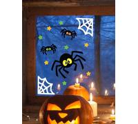 FIESTAS GUIRCA | Décoration Gel Araignées (20x25 cm) - Ornement pour Mur, Porte et Fenêtre - Idéal pour Halloween et Fêtes d'Horreur - Décoration d'Araignées pour Célébrations - Multicolore
