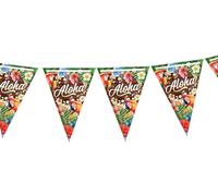 FIESTAS GUIRCA | Décoration Guirlande Fanion Hawaïenne - Multicolore 3 m | Ambiance Tropicale | 3 m de Longueur | Papier Léger | Motifs Colorés 20X30 cm | Fête, Été, Anniversaire