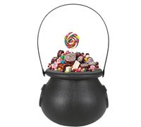 FIESTAS GUIRCA | Décoration Seau Chaudron Sorcière - Noir Mat - 11 cm | Forme Ronde | Anse Arquée | 11 cm | PVC Léger | Finition Texturée | Halloween, Karneval & Fasching
