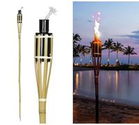 FIESTAS GUIRCA | Décoration Torche Hawaïenne - Bambou 90 cm - Noir/beige | Look Tropical | 90 cm | Mèche Fournie | Structure Métallique | Garden-Party, Soirée À Thème