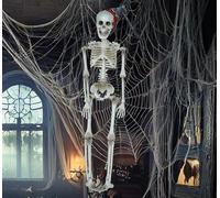 FIESTAS GUIRCA | Decorazione da Appendere Scheletro con Ascia (40 cm) - Decorazione di Halloween per Feste del TERROREe Celebrazioni - Ideale per Ambienti Spaventosi e Scenari di Paura - Beige