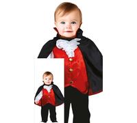 FIESTAS GUIRCA | Costume de Vampire Bébé (18-24 mois) - T-shirt, Cape et Pantalon - Costumes de Halloween et Fêtes de Vampires pour Tout-Petits - Idéal pour Carnaval et Célébrations - Noir et Rouge
