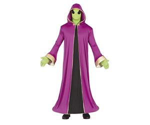 FIESTAS GUIRCA Déguisement Alien - Tunique Violette avec Capuche et Masque Vert pour Homme Adulte Taille M 48-50
