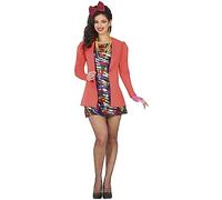 FIESTAS GUIRCA Déguisement élégant des années 80 pour femme - Tenue colorée des années 80 incl. Robe et veste arc-en-ciel métalliques - Costume pour Femme Taille L 42-44
