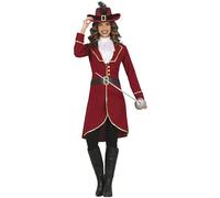 FIESTAS GUIRCA Déguisement Capitaine Pirate pour Femme - Costume Pirate Bordeaux pour Femme Taille M 38-40