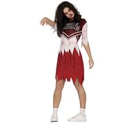 FIESTAS GUIRCA Costume de pom-pom girl zombie - Déguisement de pom-pom girl uniforme rouge Halloween Femme Taille 42-44 L