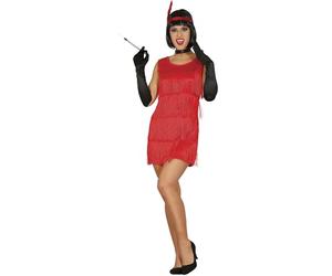 FIESTAS GUIRCA Déguisement Charleston Rouge pour Femme - Robe Gatsby Années 20 avec Bandeau Plume - Costume Charleston Femme Taille L 42-44
