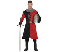 FIESTAS GUIRCA Déguisement Chevalier Médiéval Homme - Guerrier Rouge & Noir - Déguisement Historique Homme Taille L 52-54