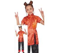 FIESTAS GUIRCA Déguisement chinois pour filles - Tenue chinoise traditionnelle rouge et noire - Costume japonais pour enfants - Filles âgées de 10 à 12 ans