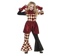 FIESTAS GUIRCA Déguisement Clown d’Horreur Fille Arlequin Bordeaux Beige