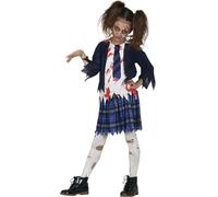 FIESTAS GUIRCA Déguisement Costume lycéenne Zombie High School Halloween Enfant Fille 7-9 Ans