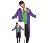 FIESTAS GUIRCA Déguisement Crazy Jester pour homme - Costume de méchant de bande dessinée violet - Costumes d'Halloween pour homme Taille adolescents 14-16 ans
