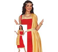 FIESTAS GUIRCA Déguisement Dame Romaine Femme - Costume Toge Grecque Rouge & Or - Costume Grec pour Femmes Taille L