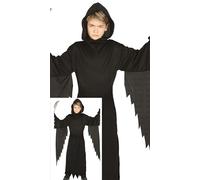 FIESTAS GUIRCA Déguisement d'assassin avec couteau de chasseur d'âmes pour enfants - Costume de faucheuse de la mort noire - Déguisement d'Halloween pour filles et garçons de 3 à 4 ans