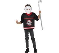 FIESTAS GUIRCA Déguisement d'Assassin de Hockey pour Garçons - Costume de Tueur avec Masque - Costumes d'Halloween pour Garçons Âge 10-12 Ans