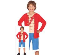 FIESTAS GUIRCA Déguisement Aventurier de la Mer pour Garçons ou Filles - Costume Anime Rouge et Bleu - Costume Manga Pirate Enfants - Unisexe Âge 10-12 ans