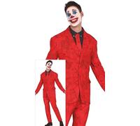 FIESTAS GUIRCA Déguisement de bouffon de la mort pour homme - Clown fou, méchant comique avec costume rouge, pour homme, taille M