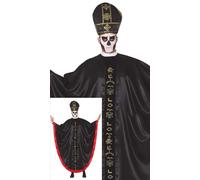 FIESTAS GUIRCA Déguisement de cardinal satanique pour hommes - Costume d'évêque de pape noir et rouge - Costumes d'Halloween pour hommes taille adulte XL