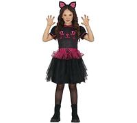 FIESTAS GUIRCA Déguisement de chaton noire pour fille - Robe de chat avec tutu et bandeau avec oreilles de chat - Déguisement pour enfant 7-9 ans